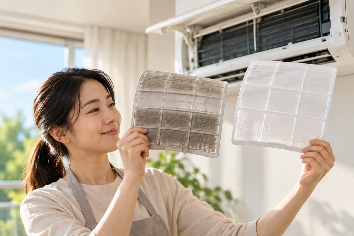 에어컨 필터 청소 주제를 표현한 이미지