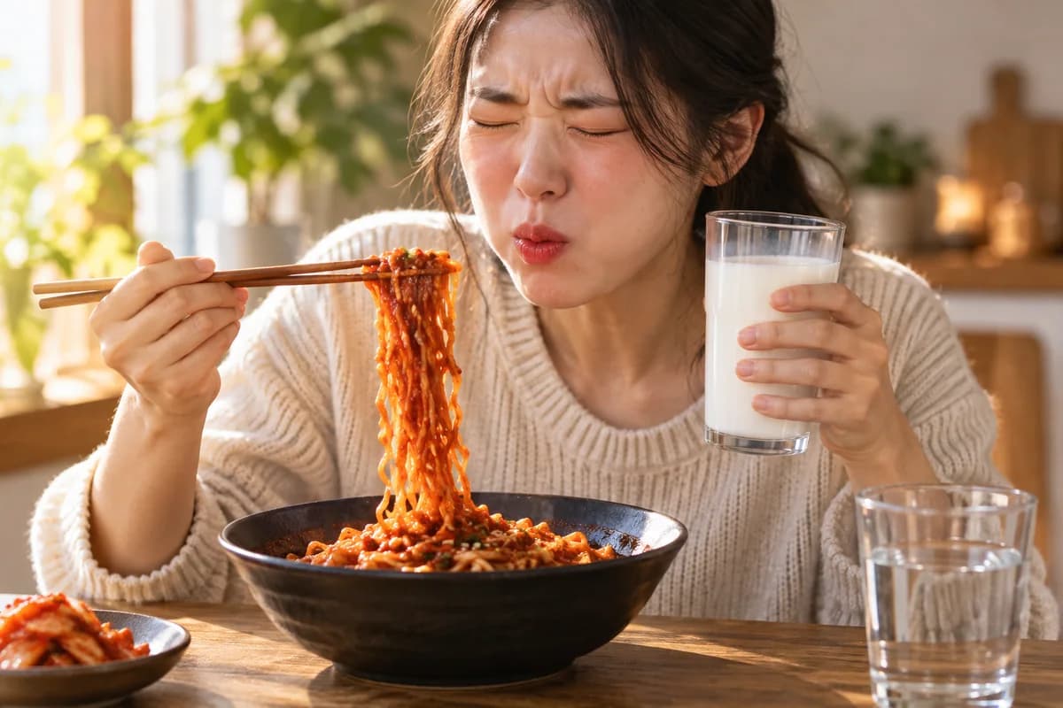 매울 때 우유 주제를 표현한 이미지