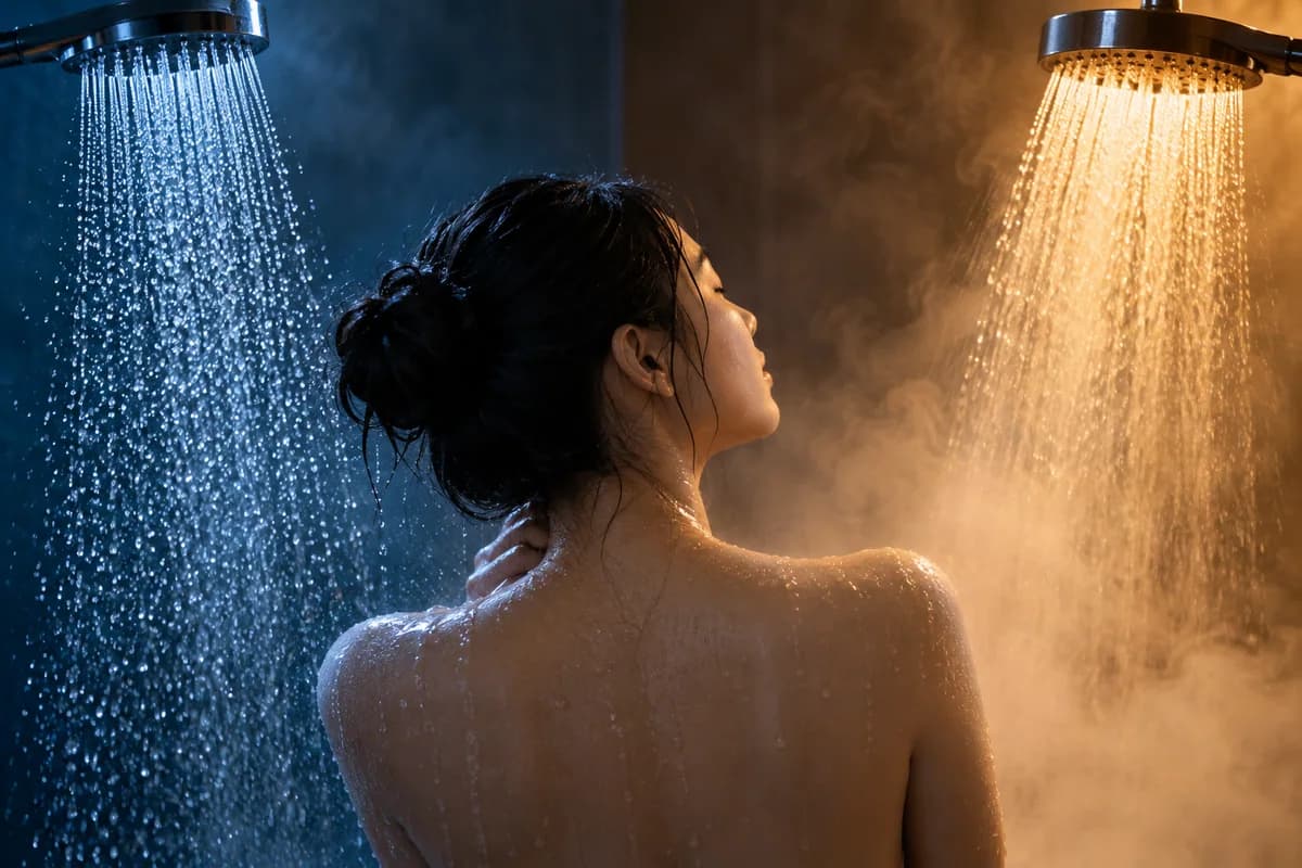 찬물 샤워 효과 주제를 표현한 이미지