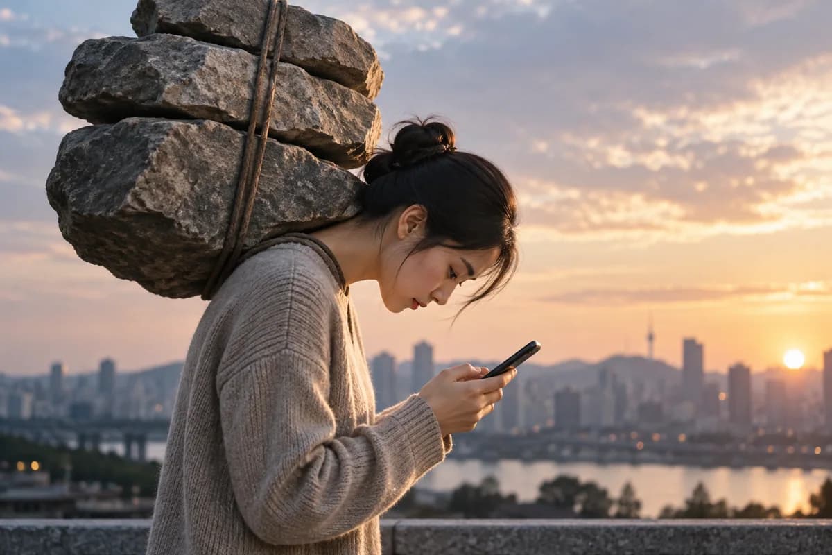 거북목 하중 주제를 표현한 이미지